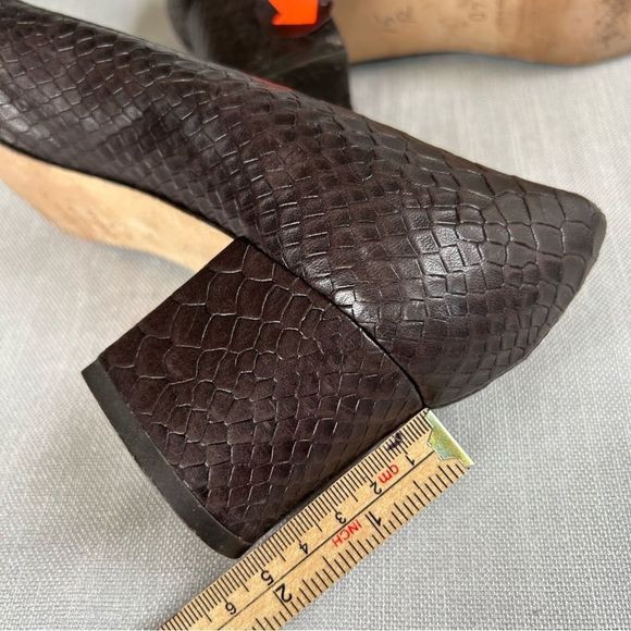 BETTYE MULLER LADIES HEELS SHOES 40 BROWN PYTHON LEATHER TEXTURED BOW POINTY - Picture 13 of 16